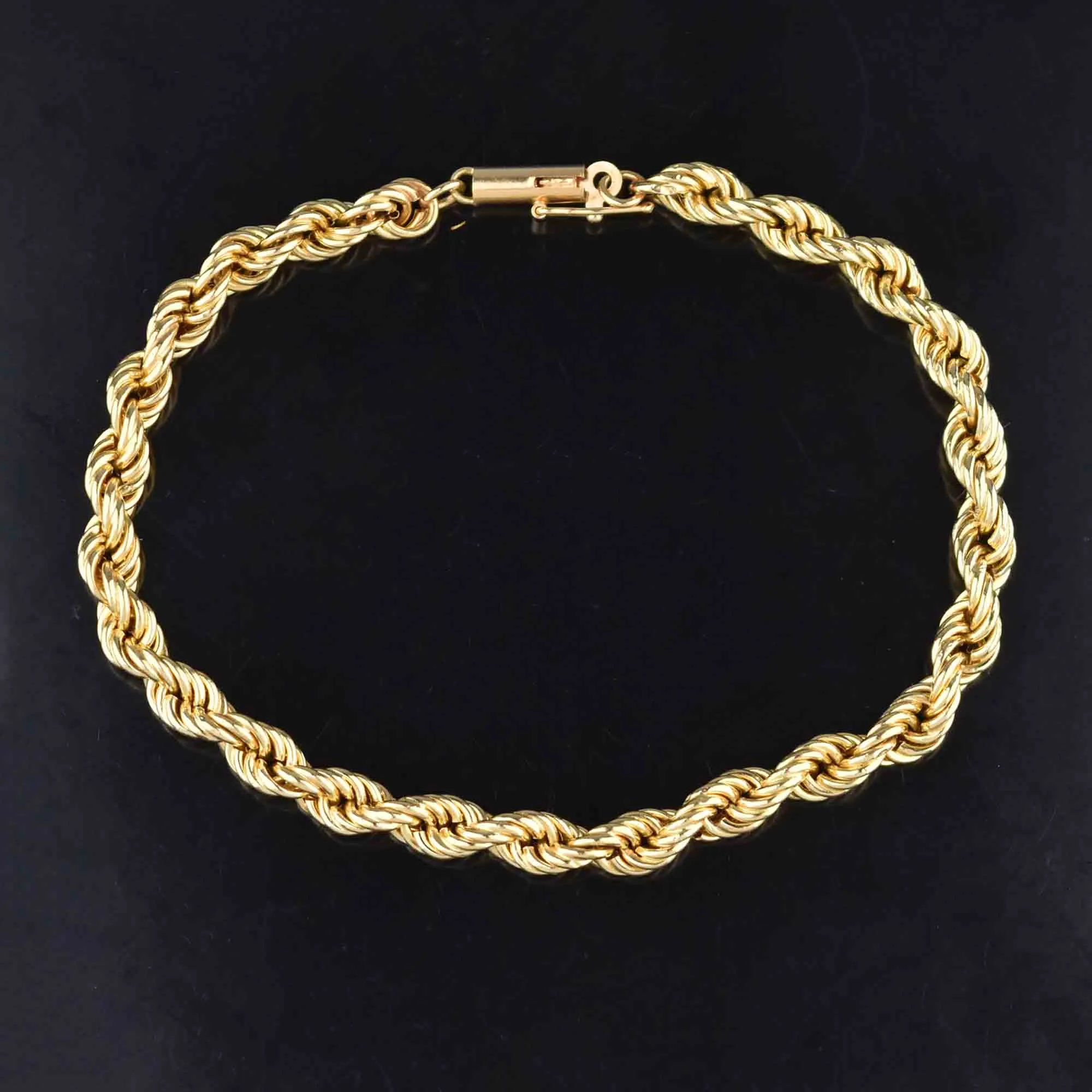 Wide 14K Gold French Rope Chain Bracelet