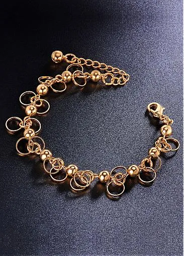 Wonderful Alloy Bracelet, Beads and Circles, Golden